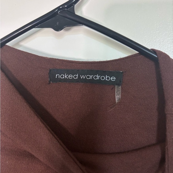 Naked Wardrobe Brown Long Sleeve Midi Dress - Picture 2 of 5